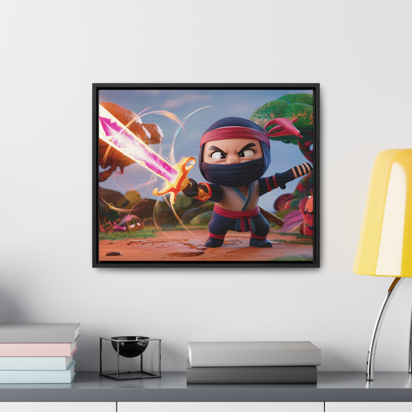 Ninja's Radiant Blade Adventure - Gallery Canvas Wraps, Horizontal Frame