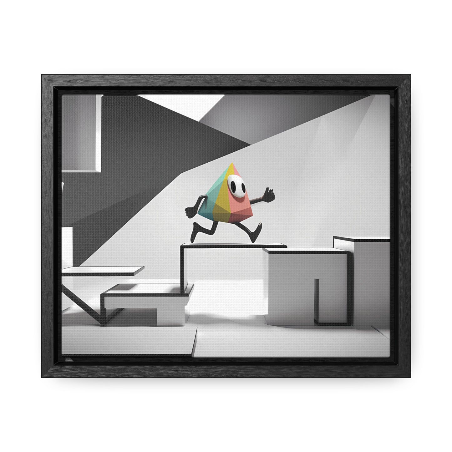 Geometric Adventure in Monochrome World - Gallery Canvas Wraps, Horizontal Frame