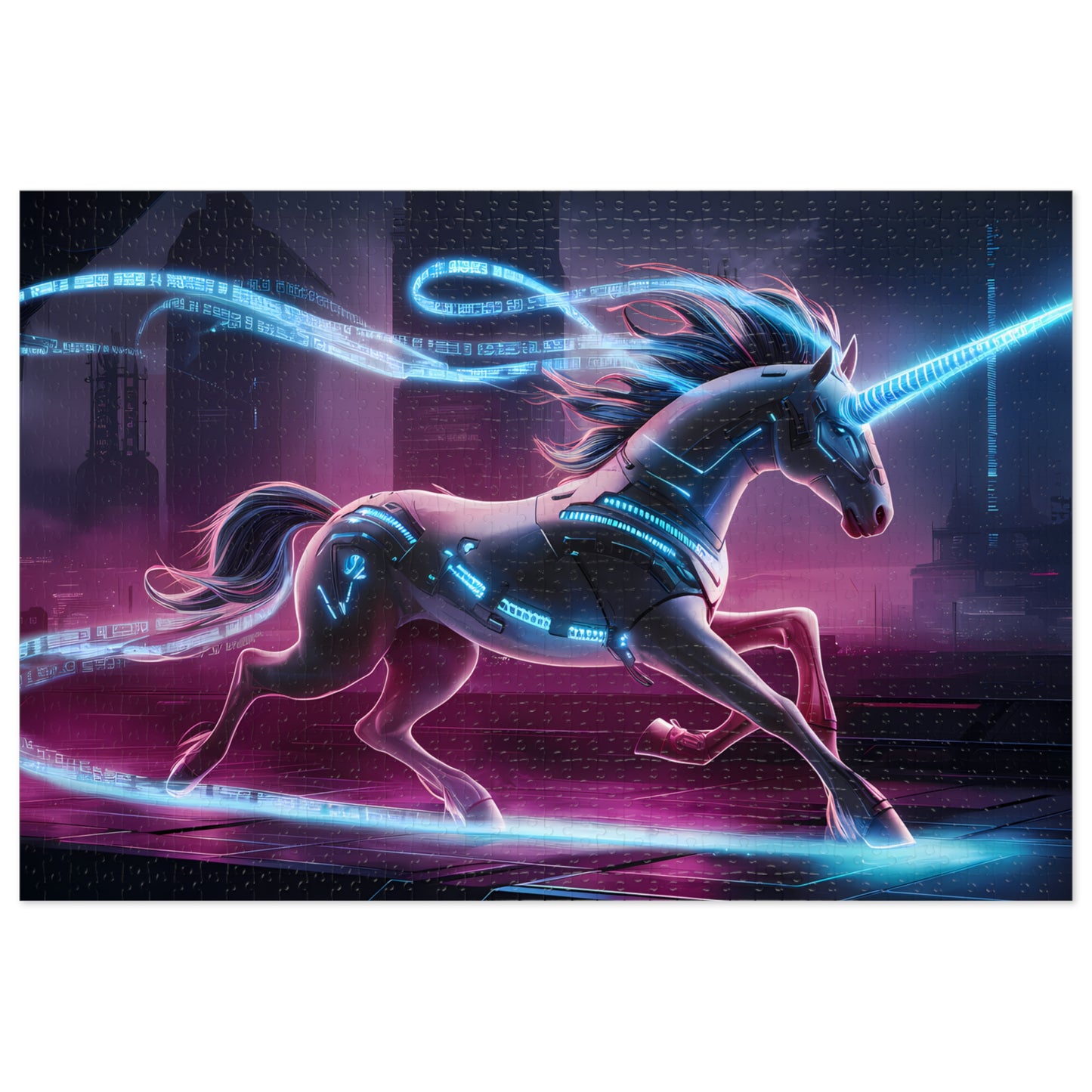 Cyber Unicorn in the Neon City - Jigsaw Puzzle (30, 110, 252, 500,1000-Piece)