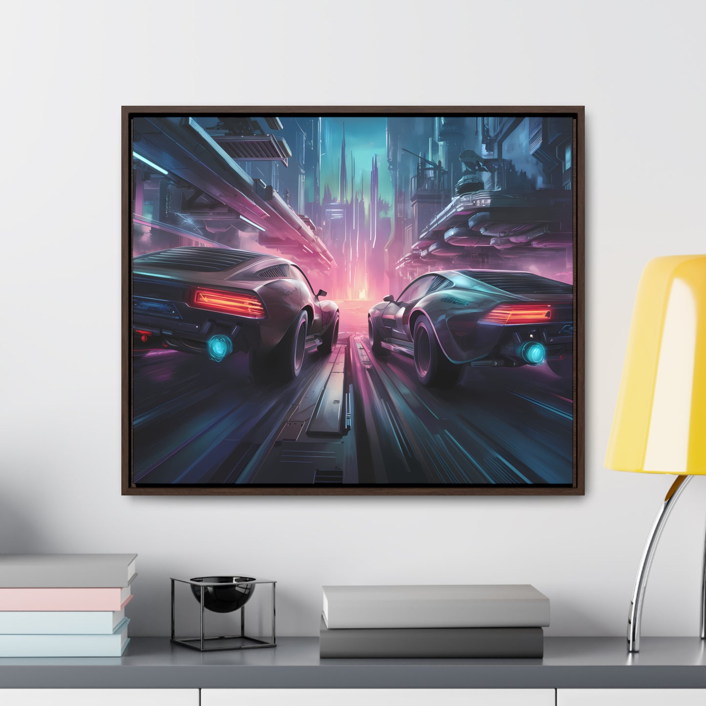 Neon Horizon: Velocity Clash - Gallery Canvas Wraps, Horizontal Frame