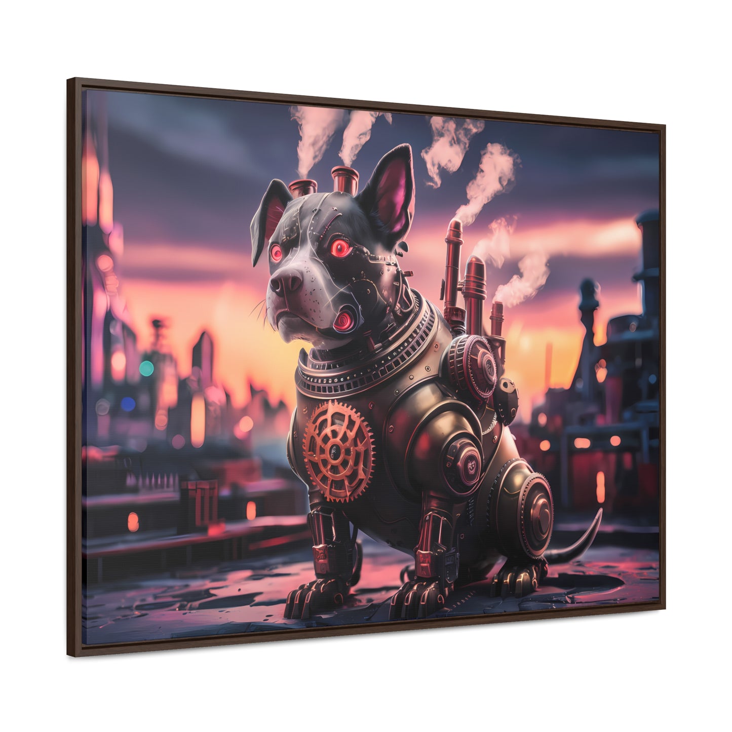 Cyber Canine: Steampunk Sentinel - Gallery Canvas Wraps, Horizontal Frame