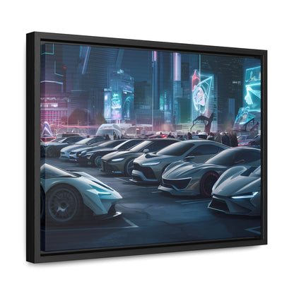 "Midnight Car Meet in Neon City" - Gallery Canvas Wraps, Horizontal Frame