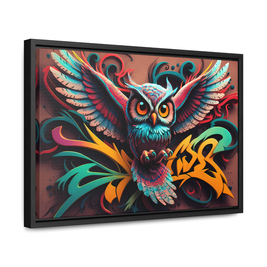 Vibrant Owl Symphony - Gallery Canvas Wraps, Horizontal Frame