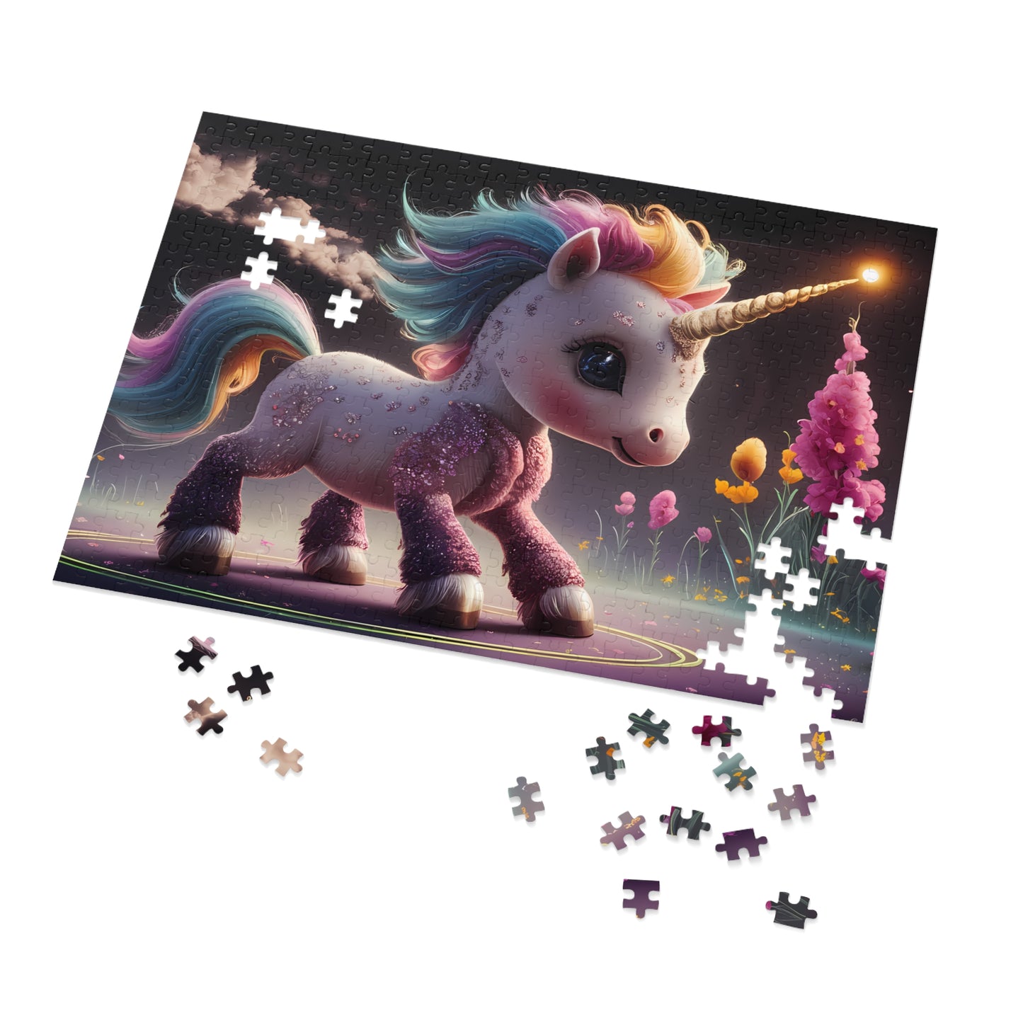 Enchanted Rainbow Unicorn in a Magical Garden - Jigsaw Puzzle (30, 110, 252, 500,1000-Piece)