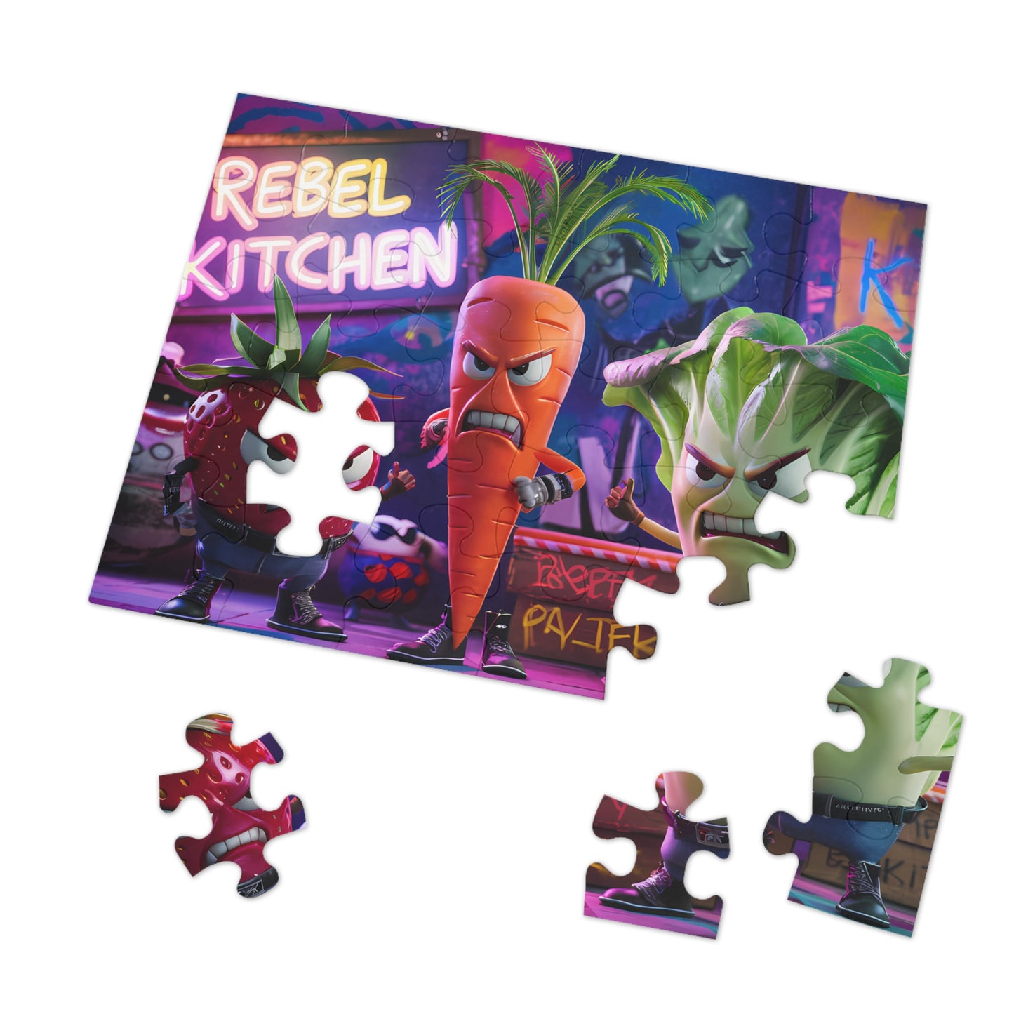 "Veggie Vendetta: Rebel Kitchen" - Jigsaw Puzzle (30, 110, 252, 500,1000-Piece)