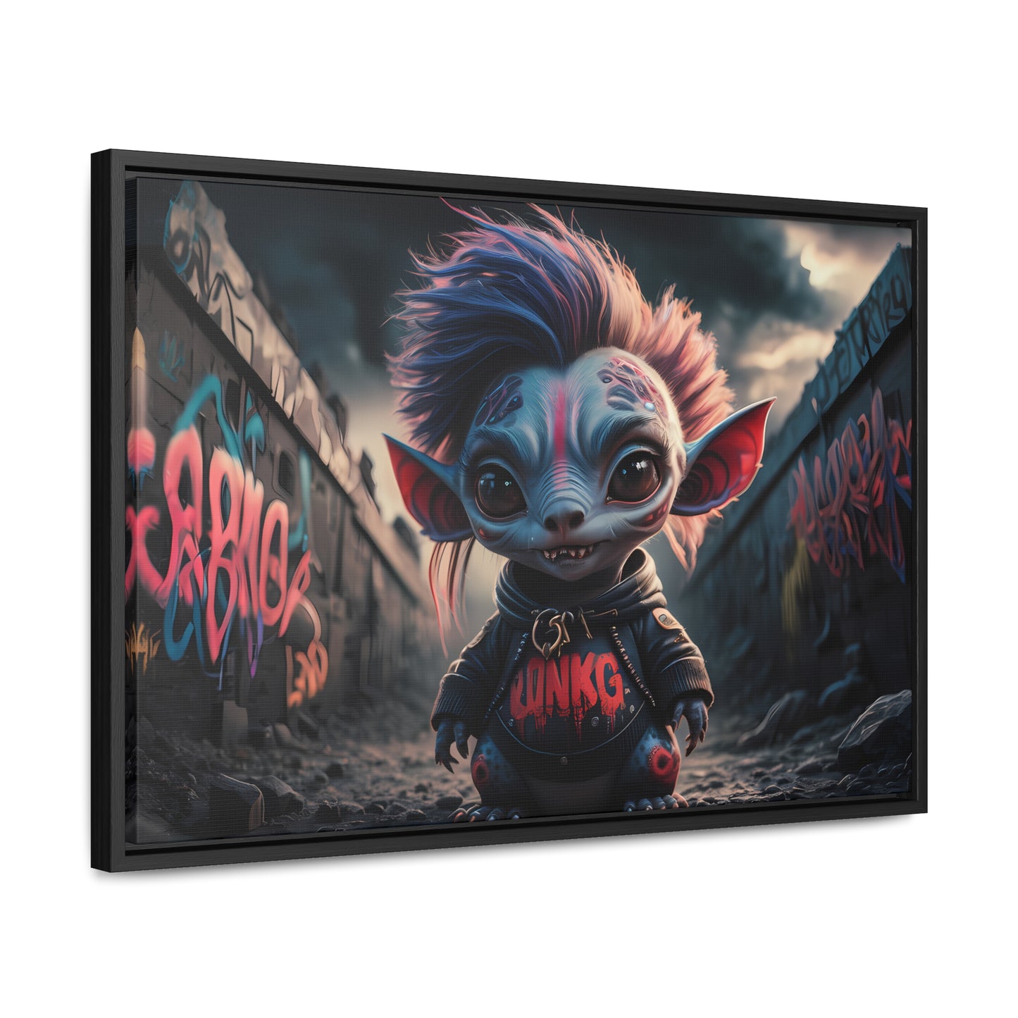 Rebel Gremlin in the Neon Alley - Gallery Canvas Wraps, Horizontal Frame