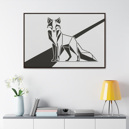 Geometric Fox in Black and White - Gallery Canvas Wraps, Horizontal Frame