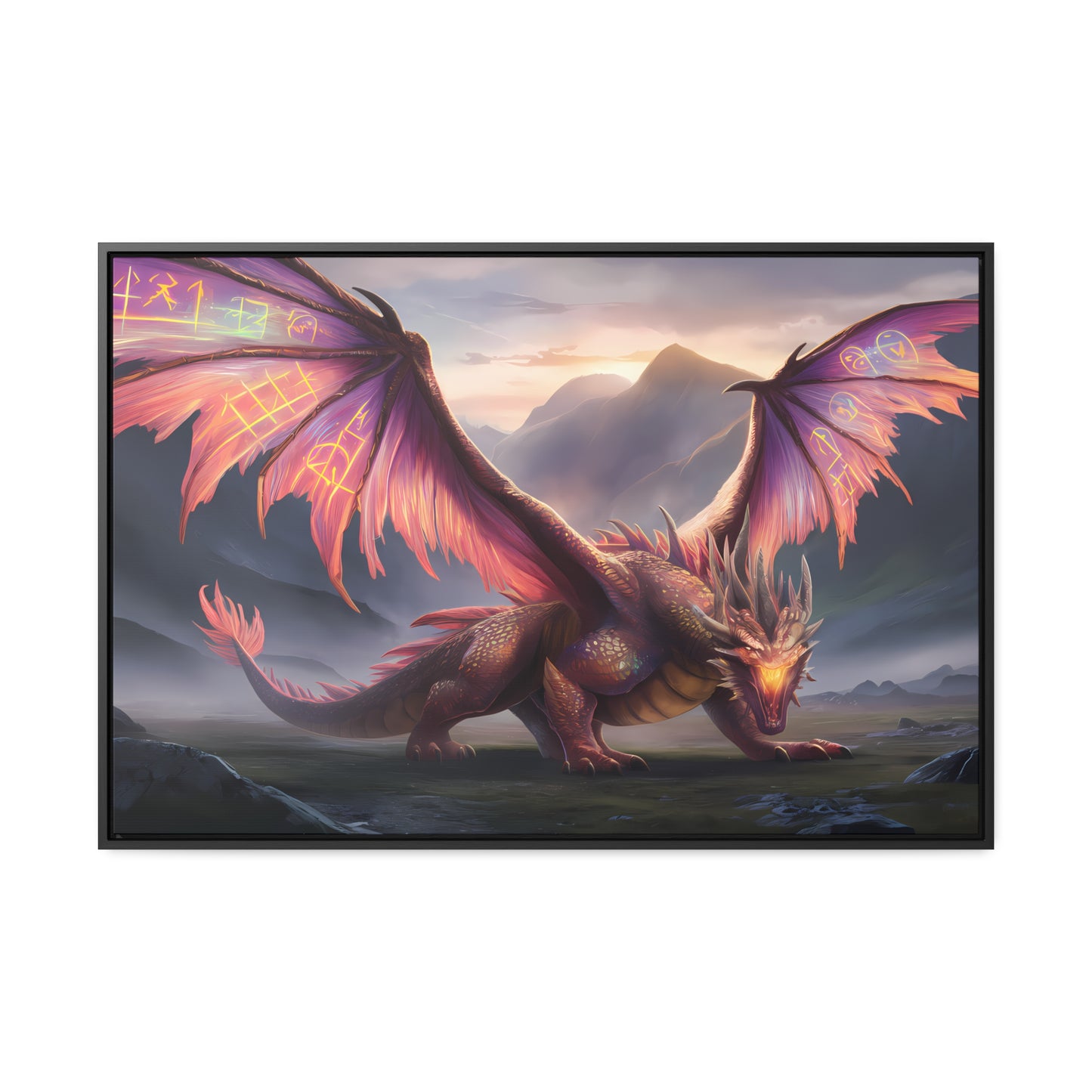 "The Arcane Guardian of the Crimson Peaks" - Gallery Canvas Wraps, Horizontal Frame