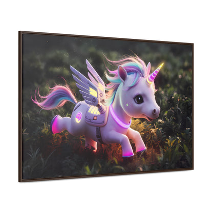 "Cybernetic Unicorn's Twilight Adventure" - Gallery Canvas Wraps, Horizontal Frame