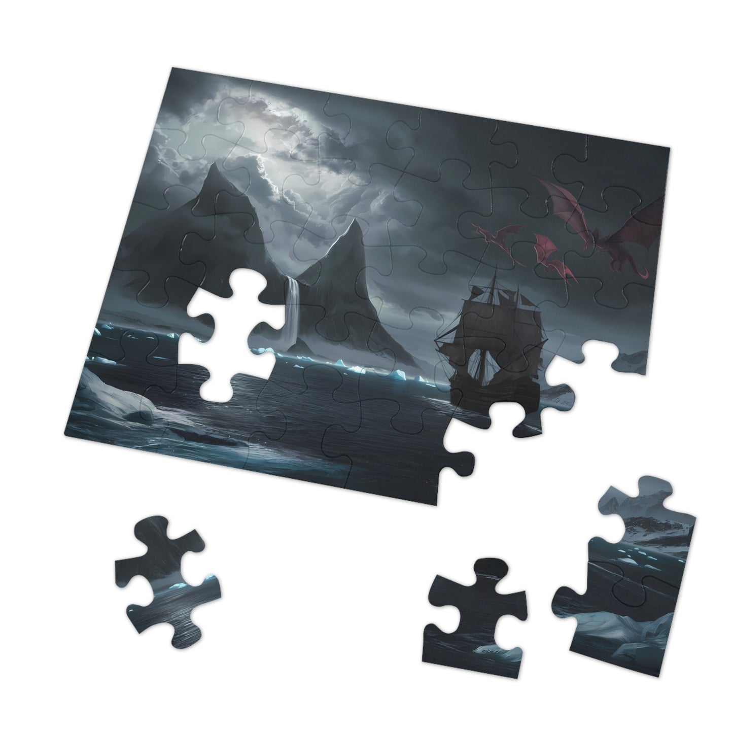 "Dragons Over the Frozen Sea" - Jigsaw Puzzle (30, 110, 252, 500,1000-Piece)