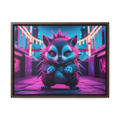 Punk Hedgehog in Neon City - Gallery Canvas Wraps, Horizontal Frame