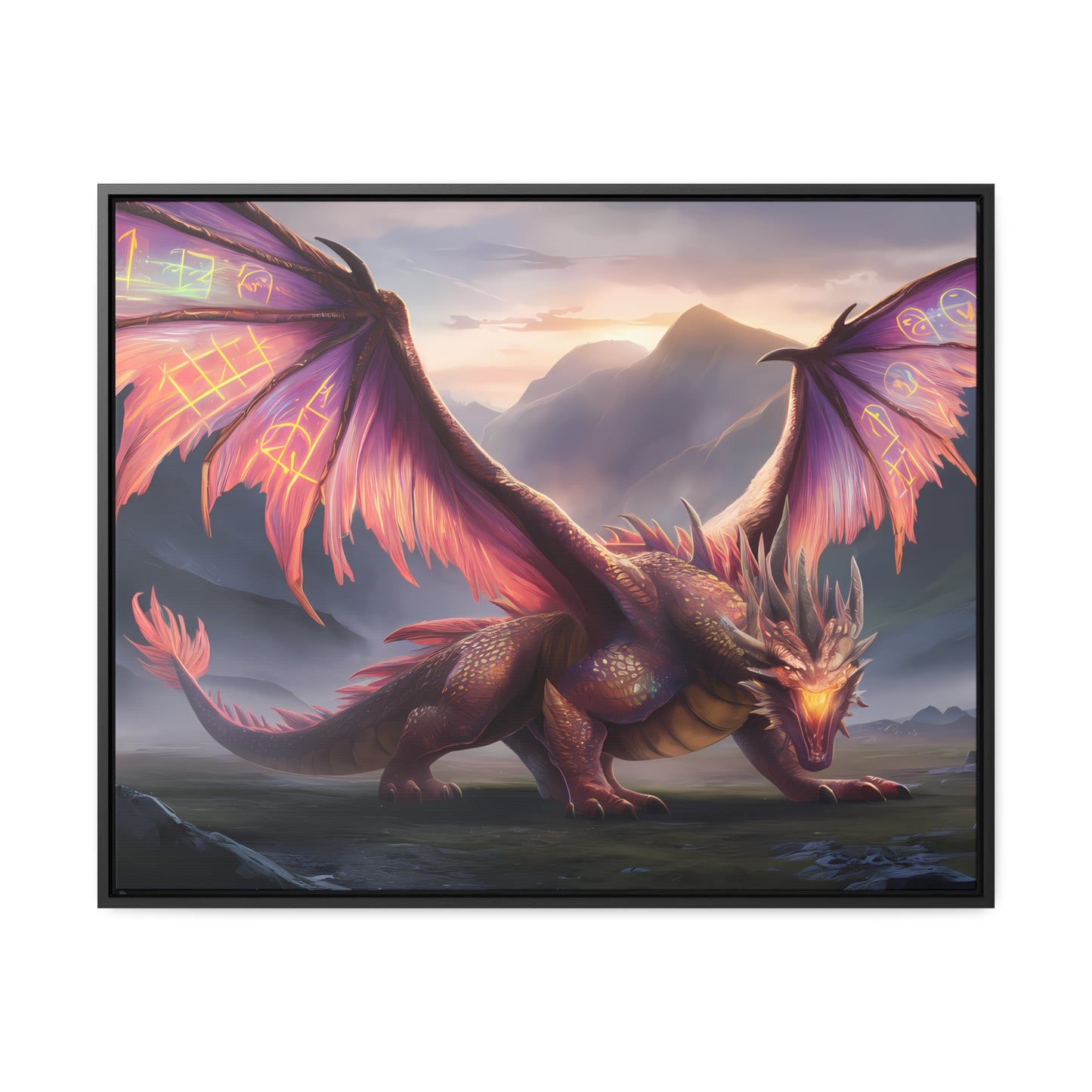 "The Arcane Guardian of the Crimson Peaks" - Gallery Canvas Wraps, Horizontal Frame