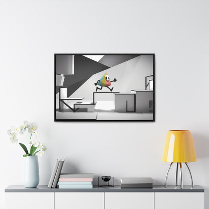 Geometric Adventure in Monochrome World - Gallery Canvas Wraps, Horizontal Frame