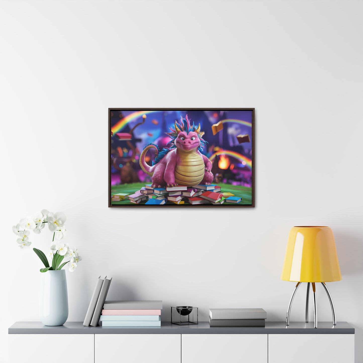 "Guardian of the Magical Library" - Gallery Canvas Wraps, Horizontal Frame