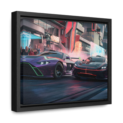 Neon Drift Showdown - Gallery Canvas Wraps, Horizontal Frame