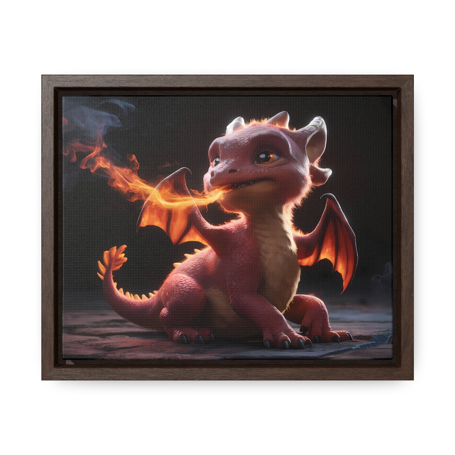 "Baby Dragon's First Flame" - Gallery Canvas Wraps, Horizontal Frame