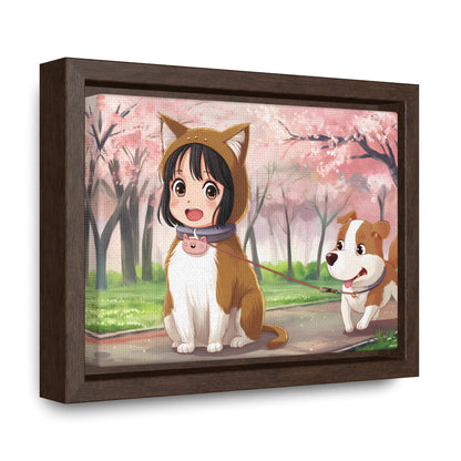 Blossom Walk with My Furry Friends - Gallery Canvas Wraps, Horizontal Frame