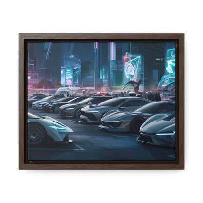 "Midnight Car Meet in Neon City" - Gallery Canvas Wraps, Horizontal Frame