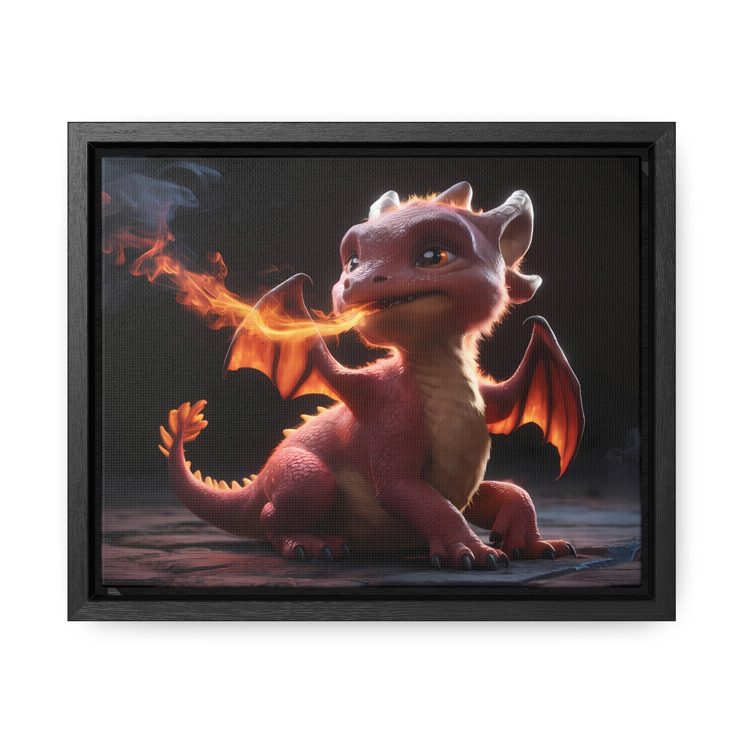 "Baby Dragon's First Flame" - Gallery Canvas Wraps, Horizontal Frame