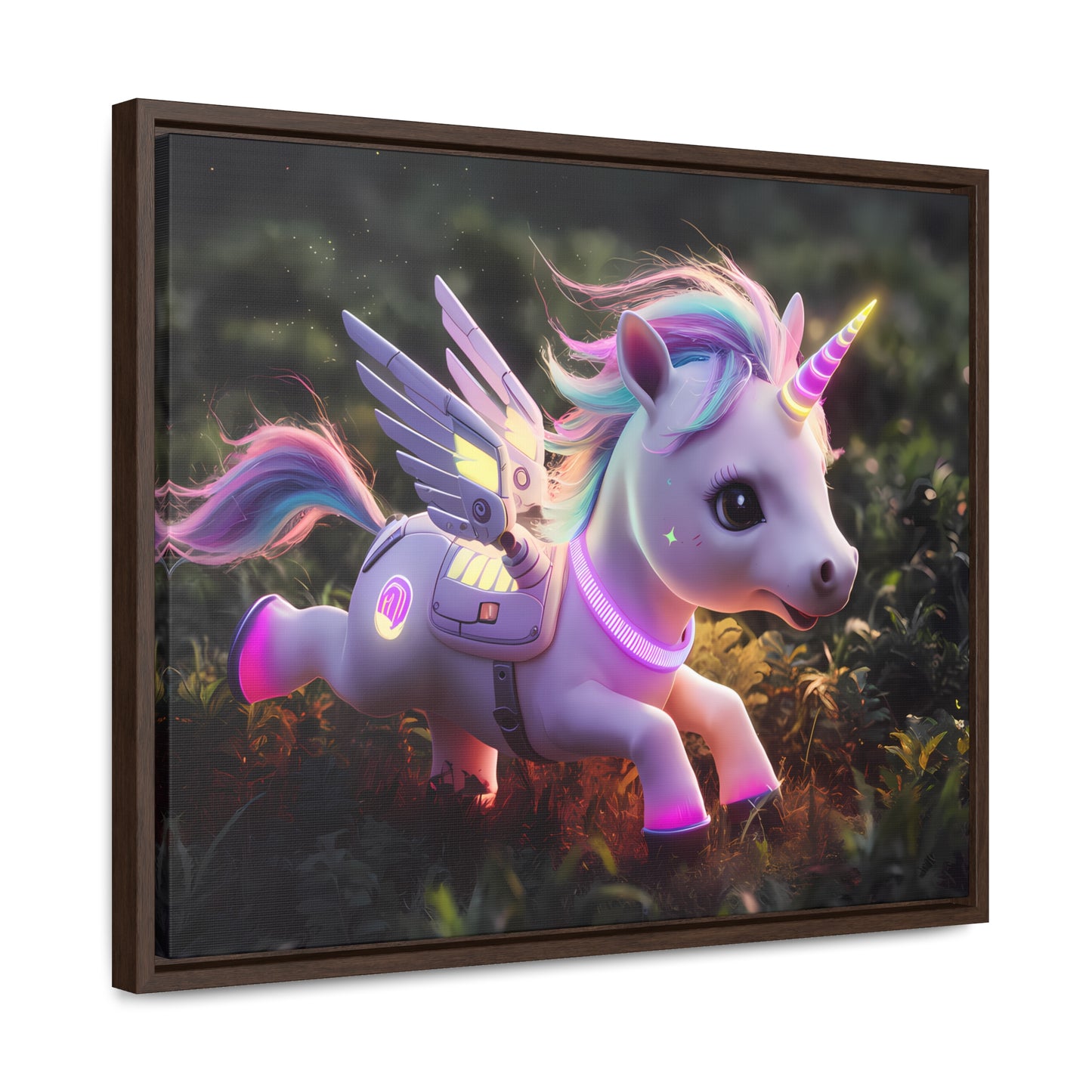 "Cybernetic Unicorn's Twilight Adventure" - Gallery Canvas Wraps, Horizontal Frame