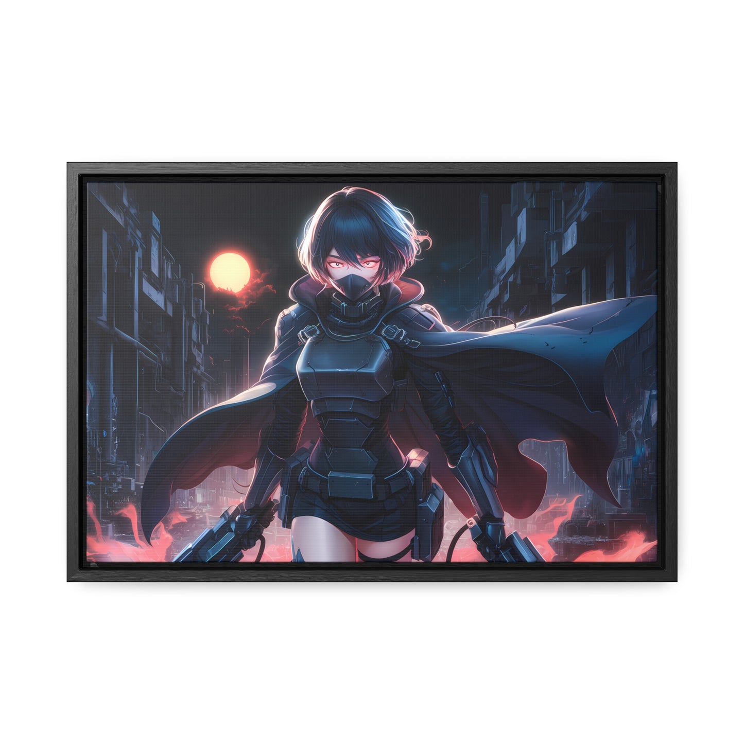 "Nightblade: The Cyberpunk Vigilante" - Gallery Canvas Wraps, Horizontal Frame