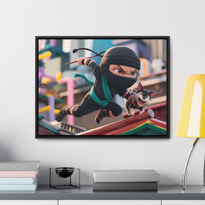 "Ninja and the Fearless Pup" - Gallery Canvas Wraps, Horizontal Frame