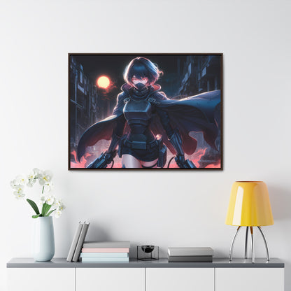 "Nightblade: The Cyberpunk Vigilante" - Gallery Canvas Wraps, Horizontal Frame