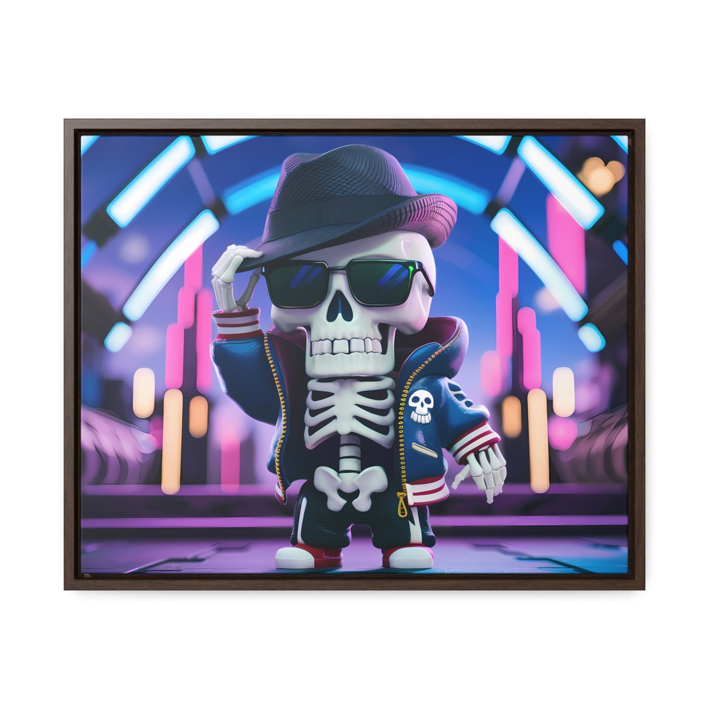 "Neon Skull Groove" - Gallery Canvas Wraps, Horizontal Frame