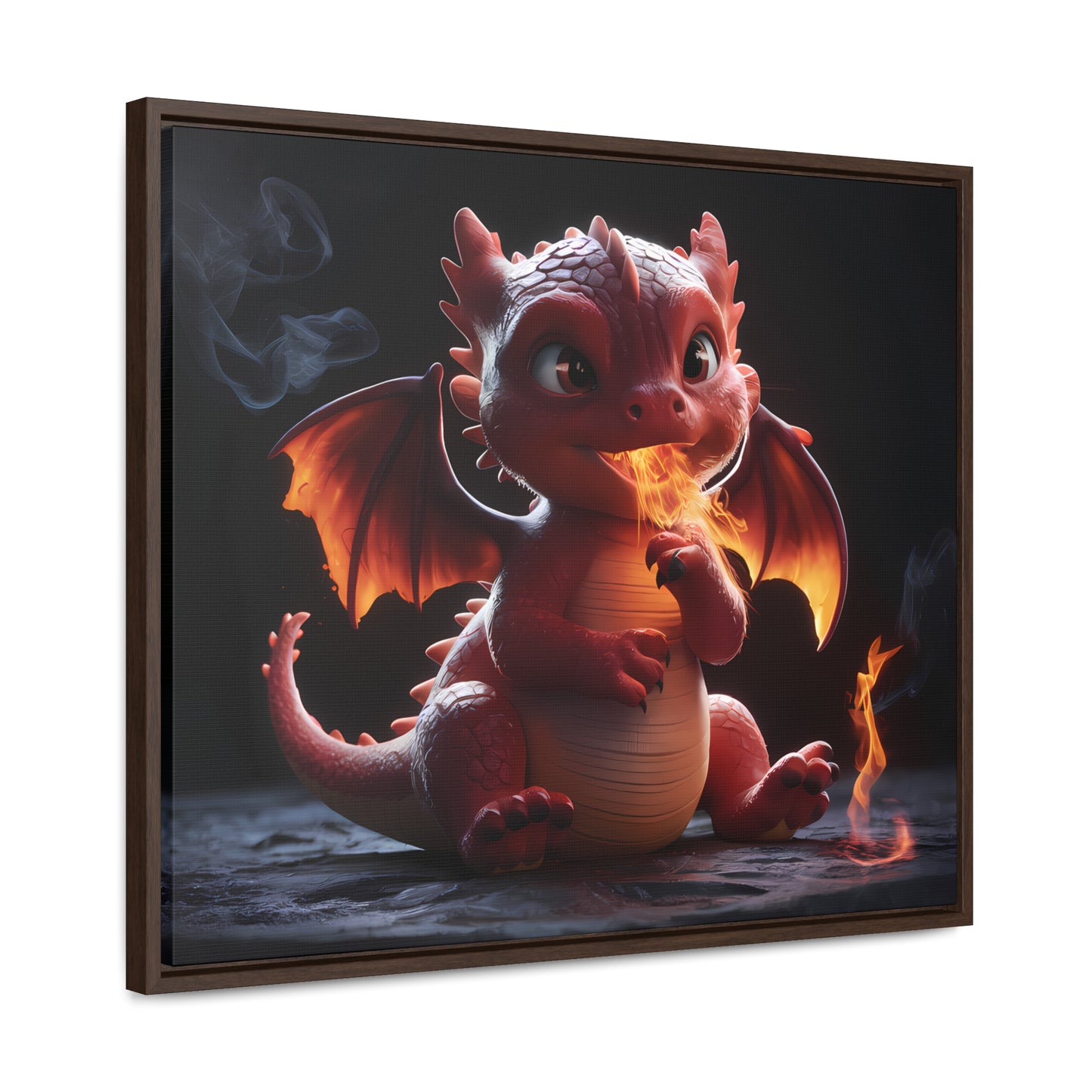 "Baby Dragon's First Flame" - Gallery Canvas Wraps, Horizontal Frame