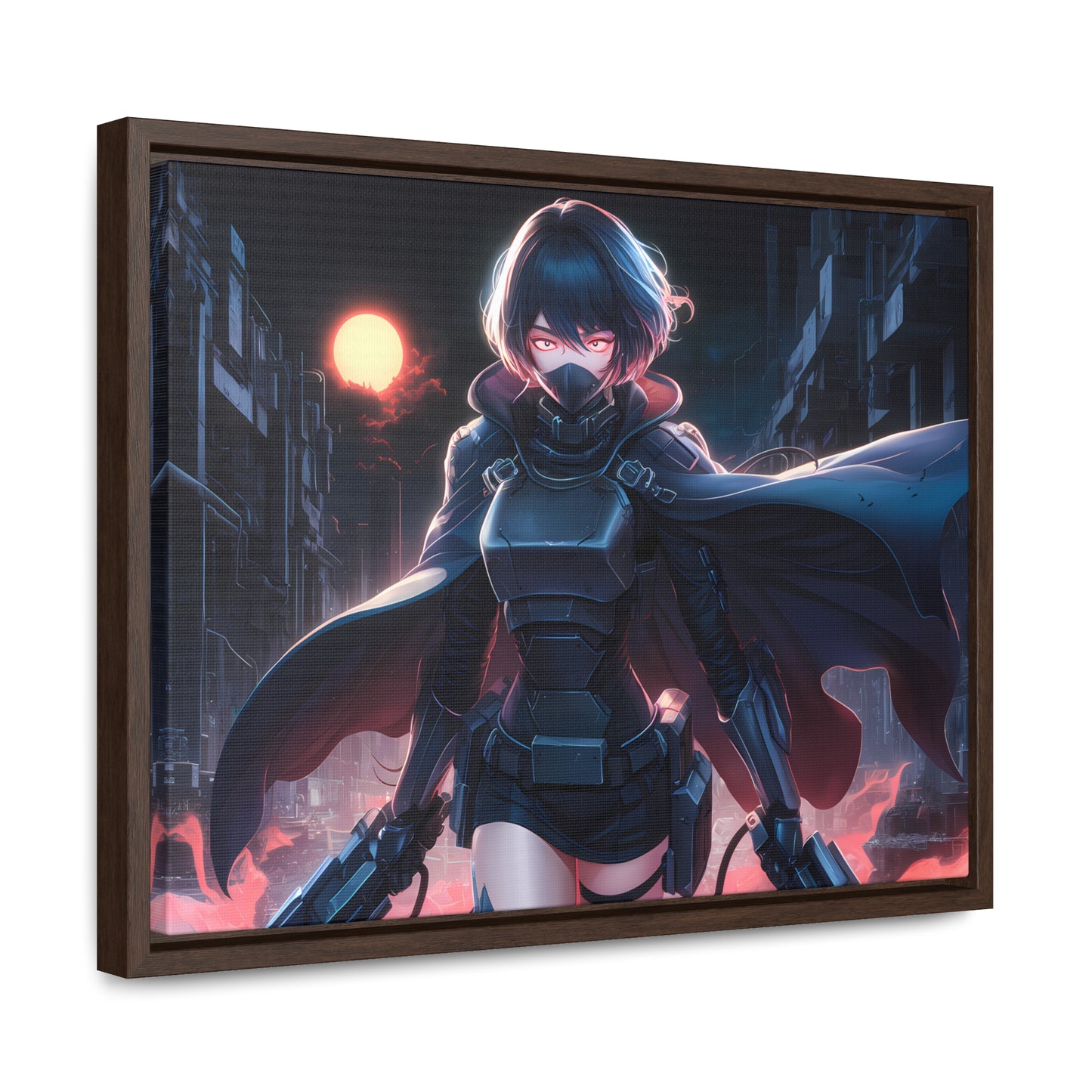 "Nightblade: The Cyberpunk Vigilante" - Gallery Canvas Wraps, Horizontal Frame