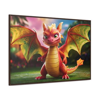 "Playful Baby Dragon in a Magical Forest" - Gallery Canvas Wraps, Horizontal Frame