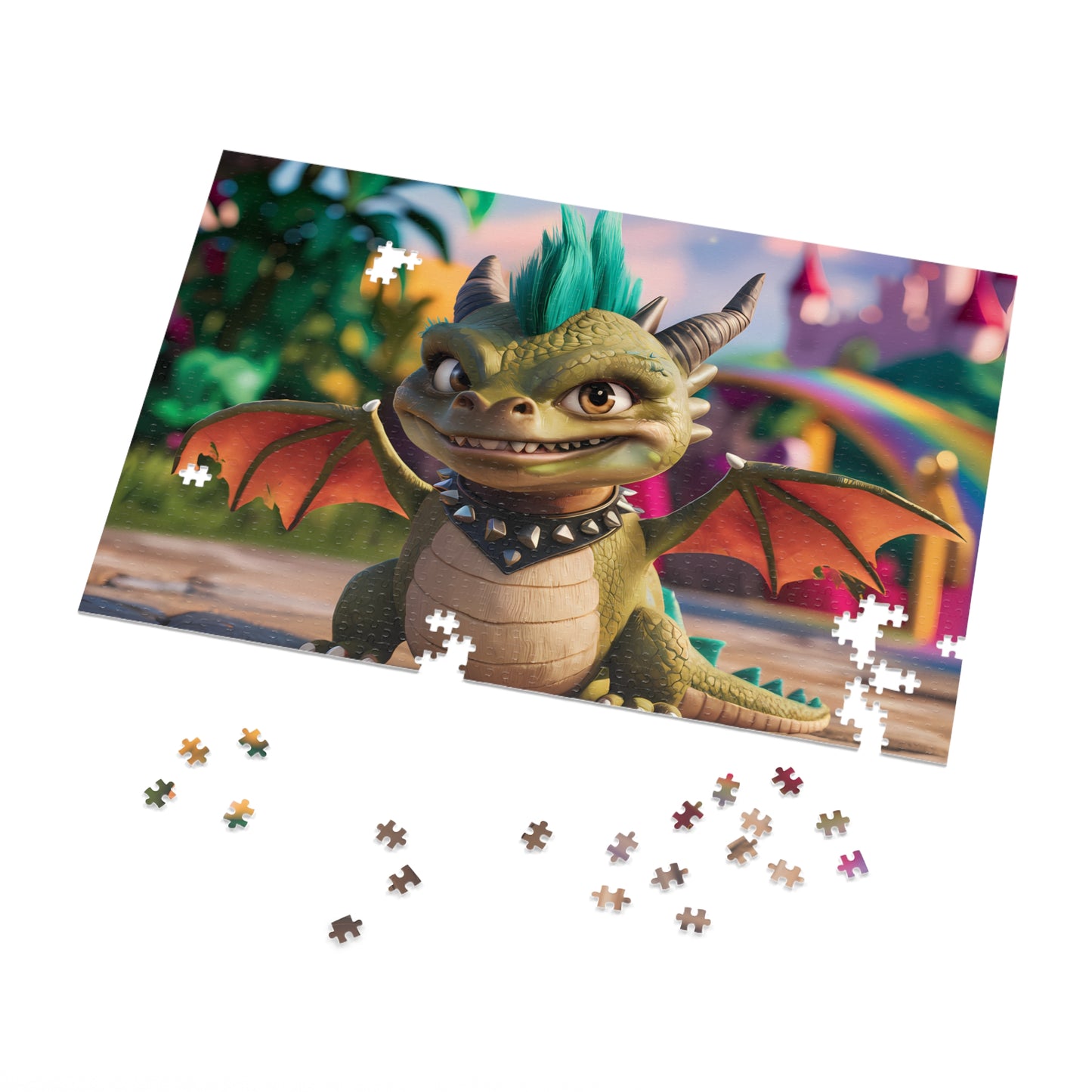 "Punk Dragon's Mischievous Smile" - Jigsaw Puzzle (30, 110, 252, 500,1000-Piece)