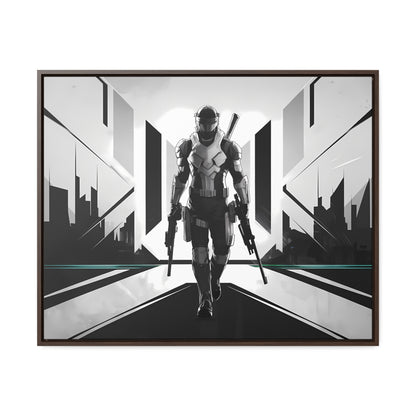 Sentinel of the Neon Metropolis - Gallery Canvas Wraps, Horizontal Frame