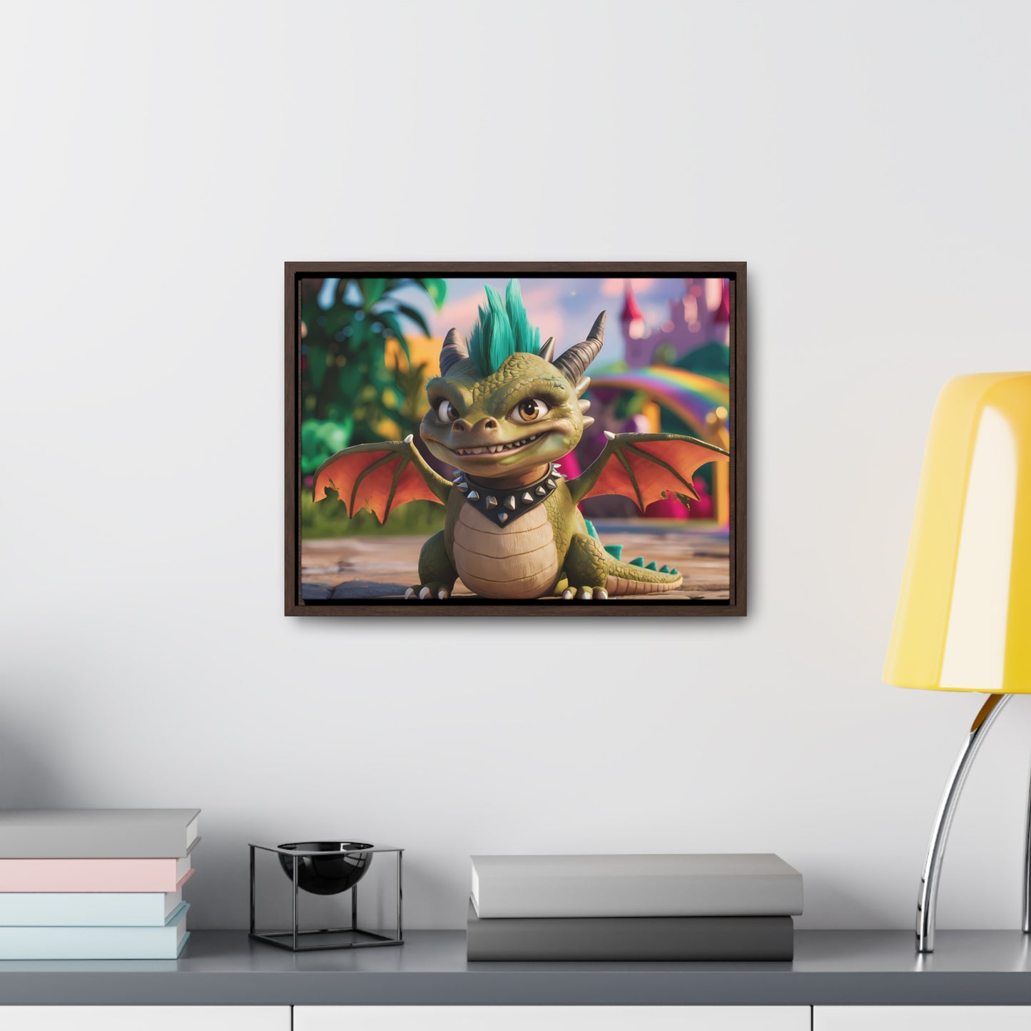 "Spike the Mischievous Baby Dragon" - Gallery Canvas Wraps, Horizontal Frame