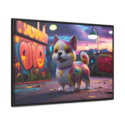 "Graffiti Pup in Neon Alley" - Gallery Canvas Wraps, Horizontal Frame