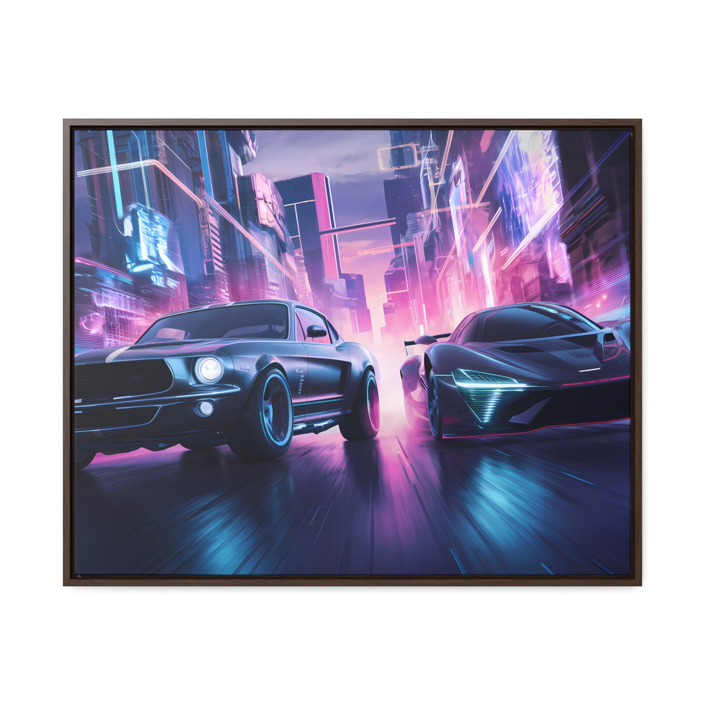 Neon Speed Duel - Gallery Canvas Wraps, Horizontal Frame