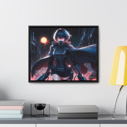 "Nightblade: The Cyberpunk Vigilante" - Gallery Canvas Wraps, Horizontal Frame