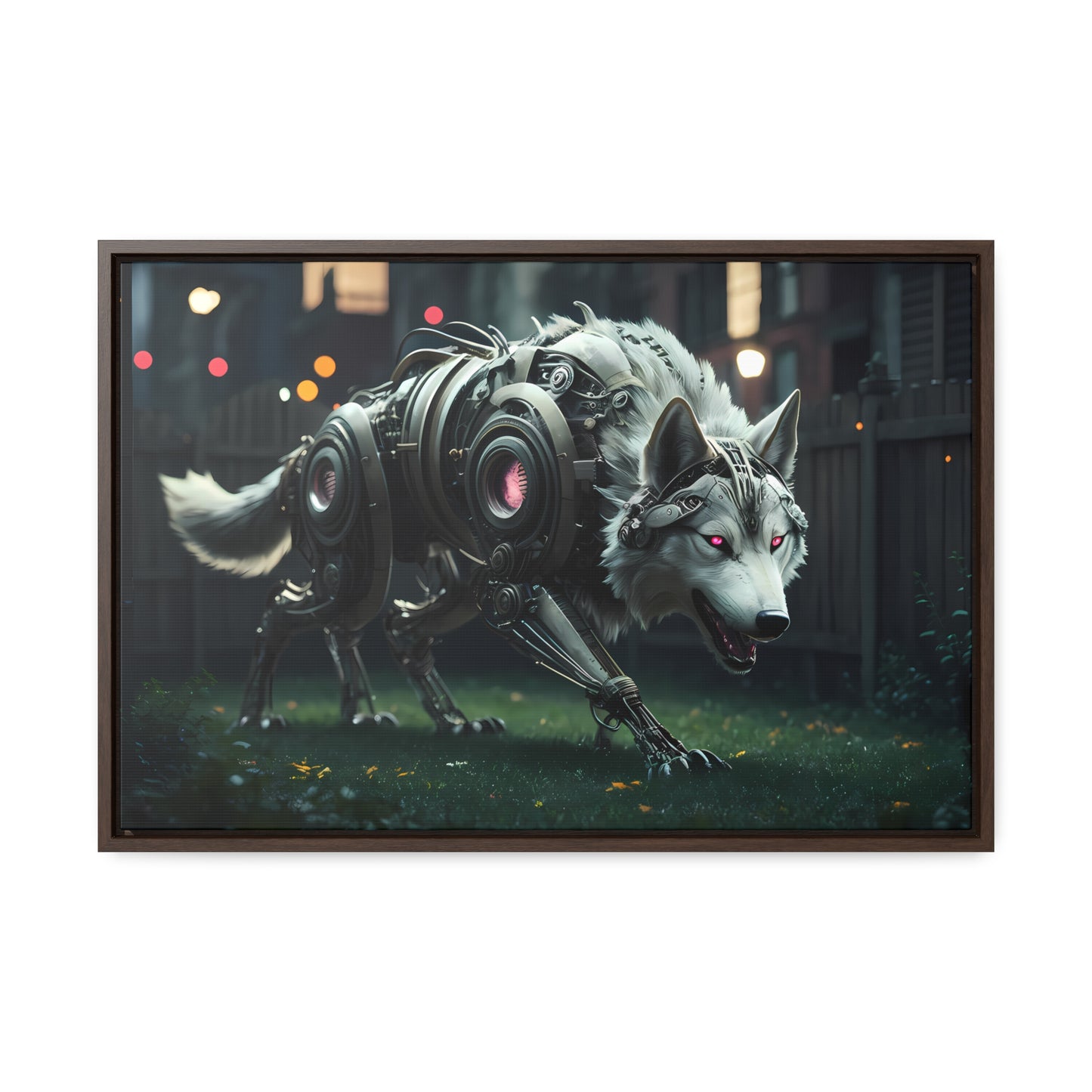 Cyber Wolf Sentinel - Gallery Canvas Wraps, Horizontal Frame