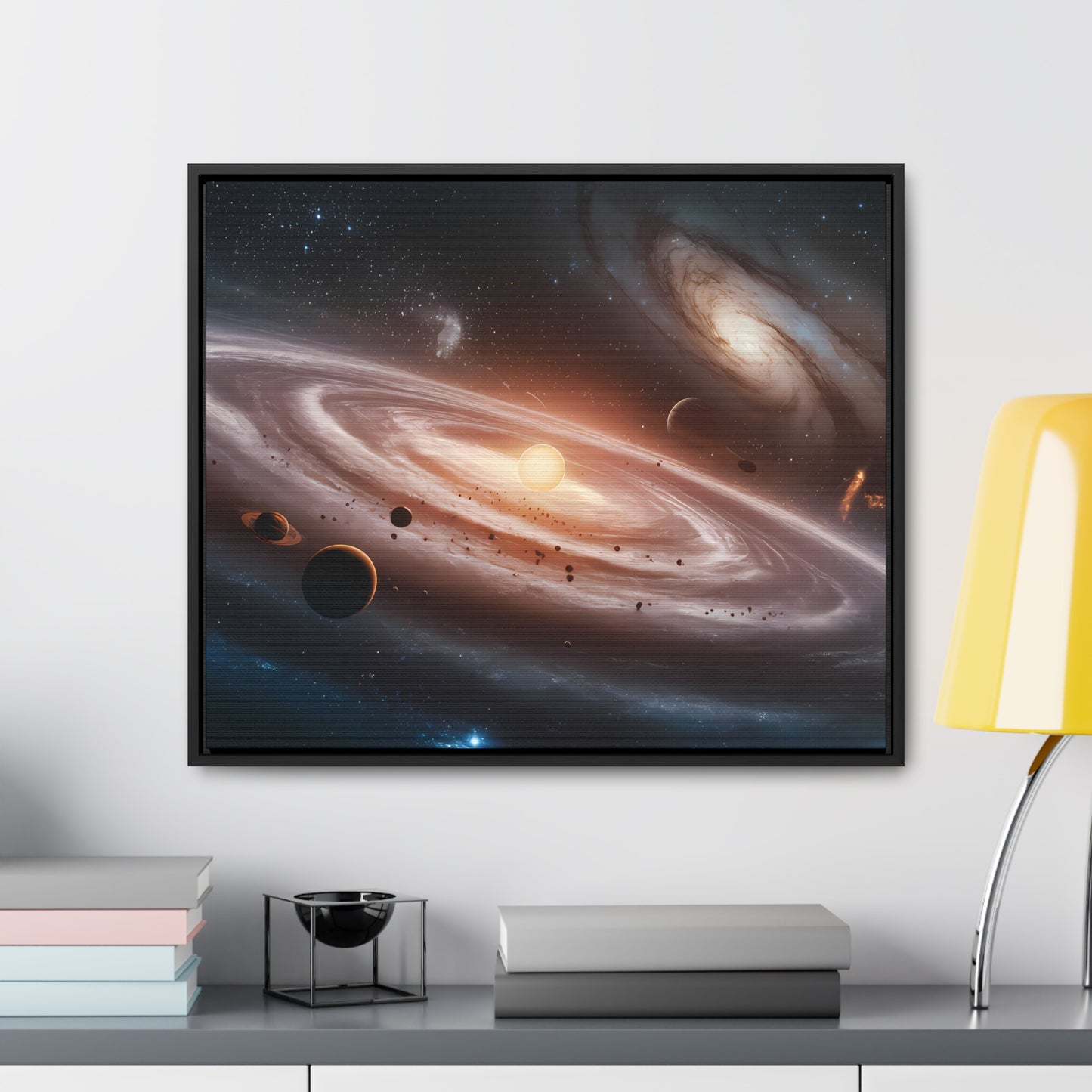 Celestial Symphony: The Dance of Galaxies and Planets - Gallery Canvas Wraps, Horizontal Frame