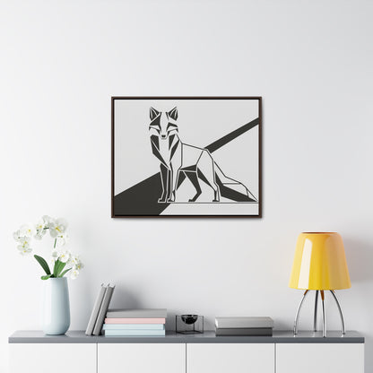 Geometric Fox in Black and White - Gallery Canvas Wraps, Horizontal Frame