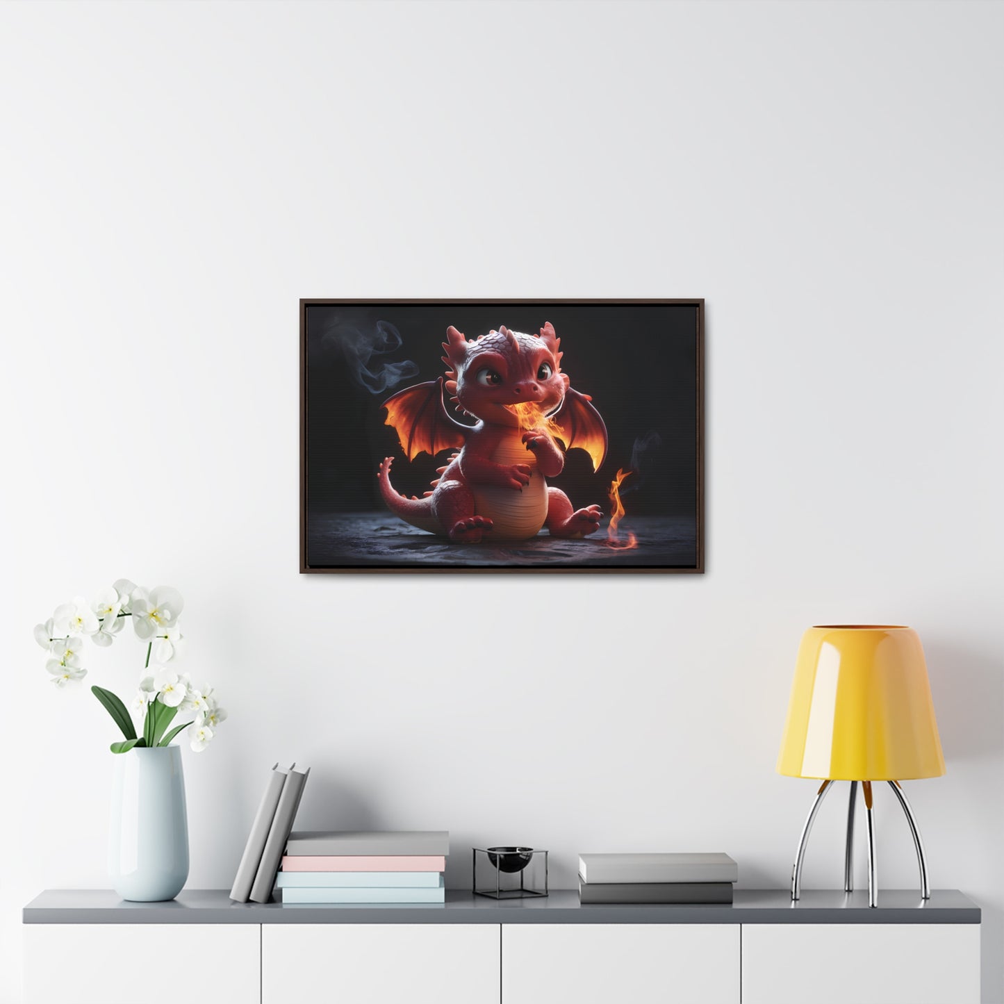 "Baby Dragon's First Flame" - Gallery Canvas Wraps, Horizontal Frame