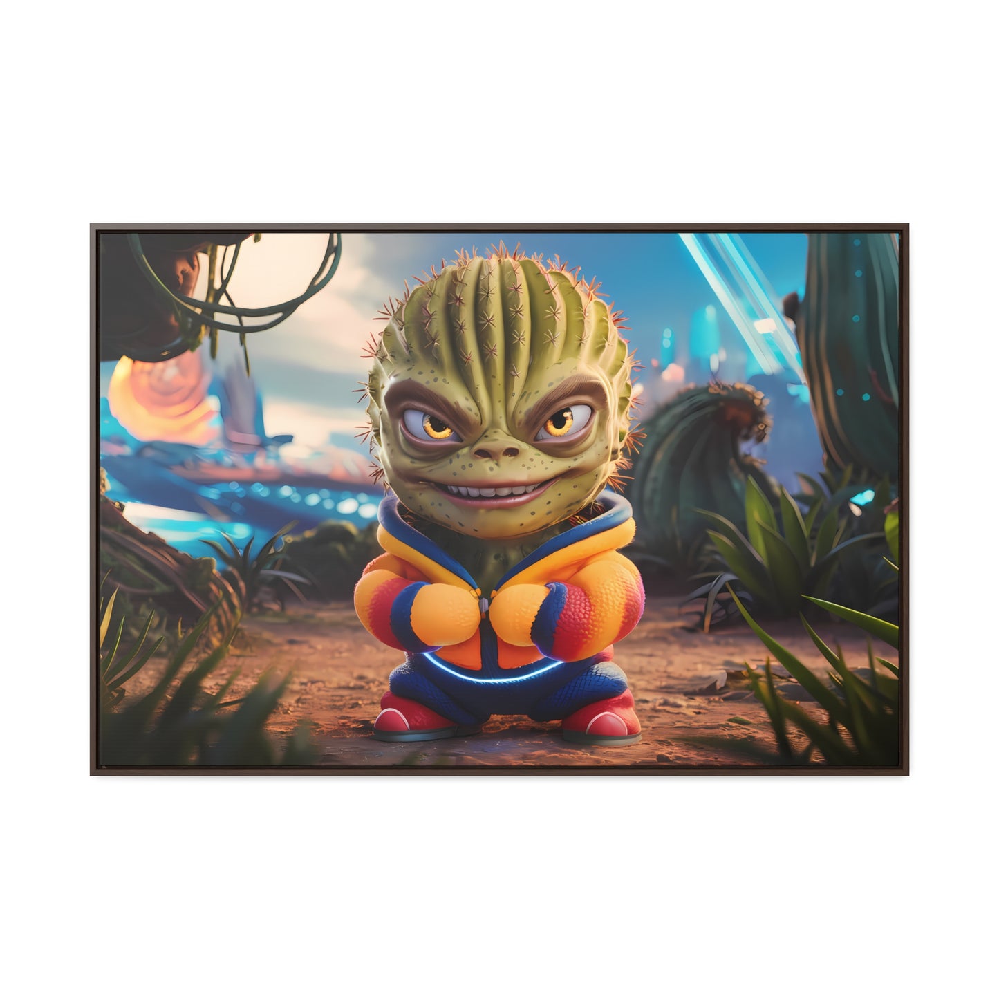 "Desert Champion: The Prickly Warrior" - Gallery Canvas Wraps, Horizontal Frame