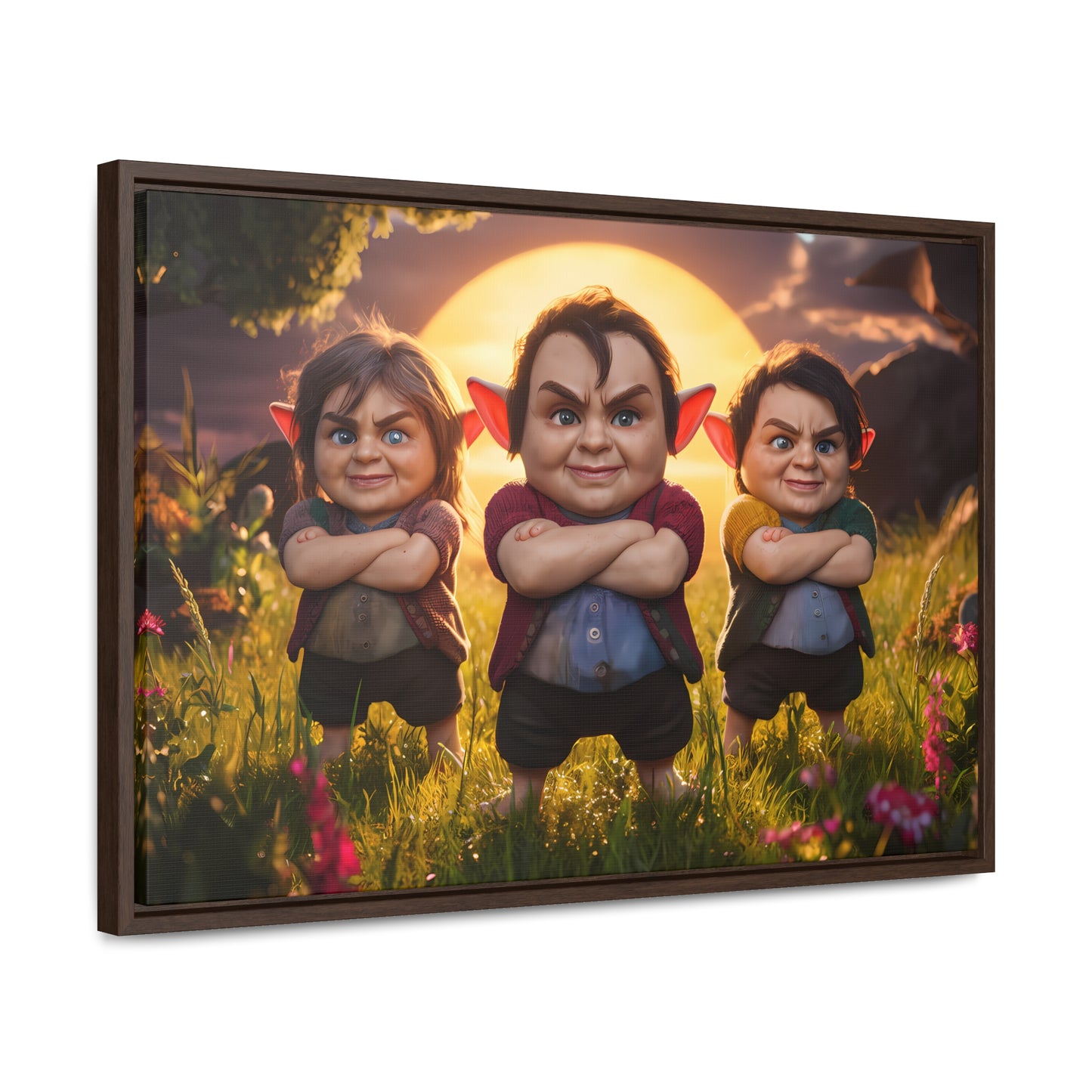 The Mischievous Trio at Sunset - Gallery Canvas Wraps, Horizontal Frame