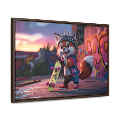 "Punk Skater Fox at Sunset" - Gallery Canvas Wraps, Horizontal Frame