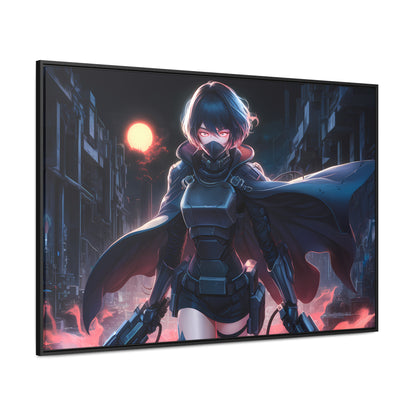 "Nightblade: The Cyberpunk Vigilante" - Gallery Canvas Wraps, Horizontal Frame