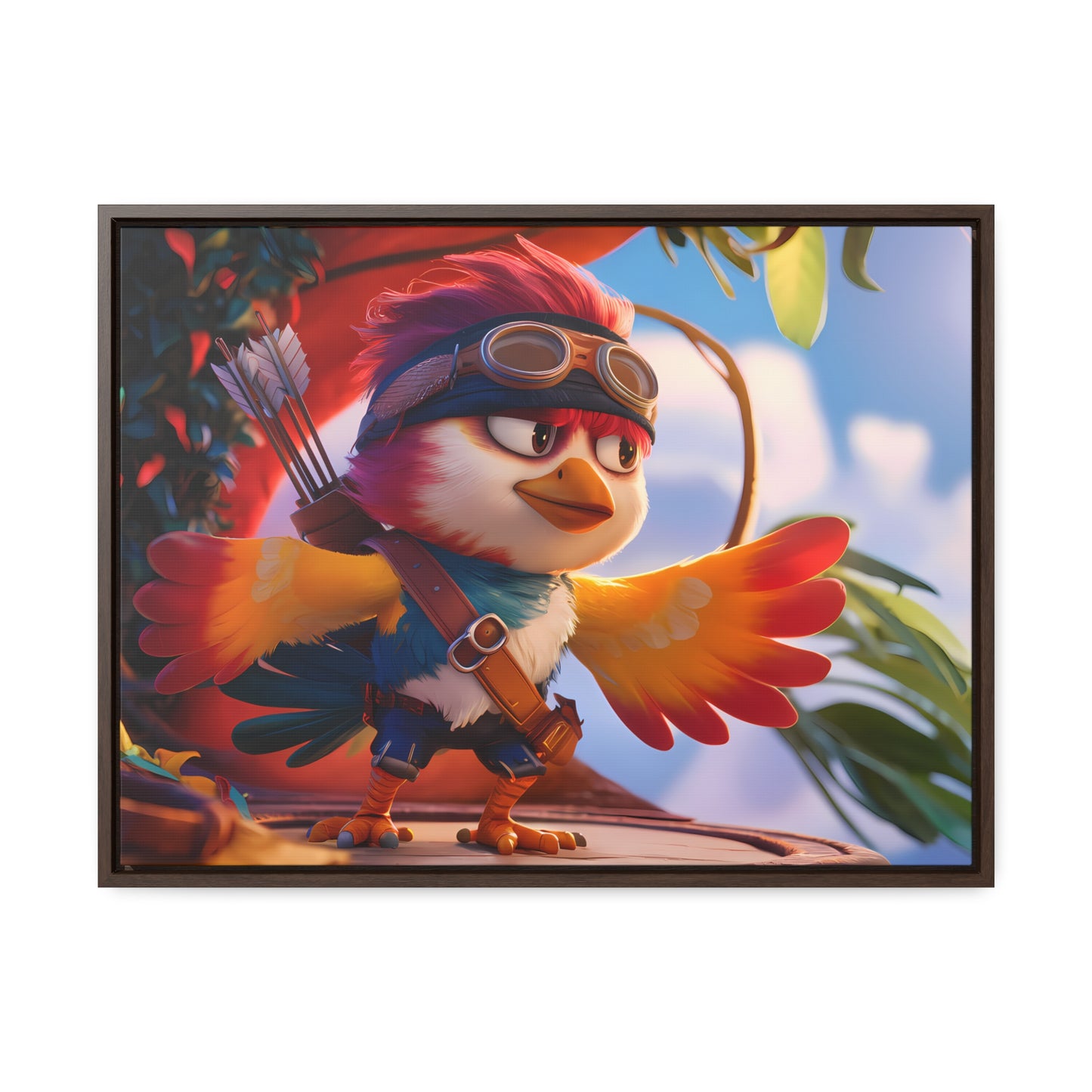 "Feathered Adventurer: The Brave Bird Archer" - Gallery Canvas Wraps, Horizontal Frame