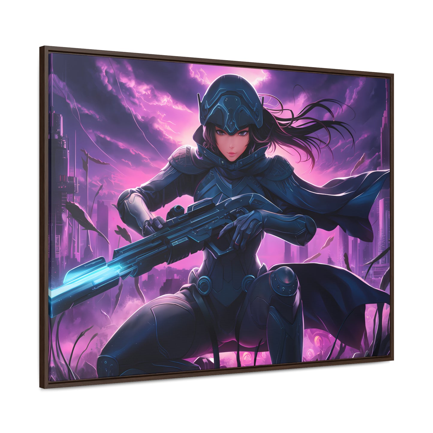 Shadow Sentinel: Neon Hunter - Gallery Canvas Wraps, Horizontal Frame