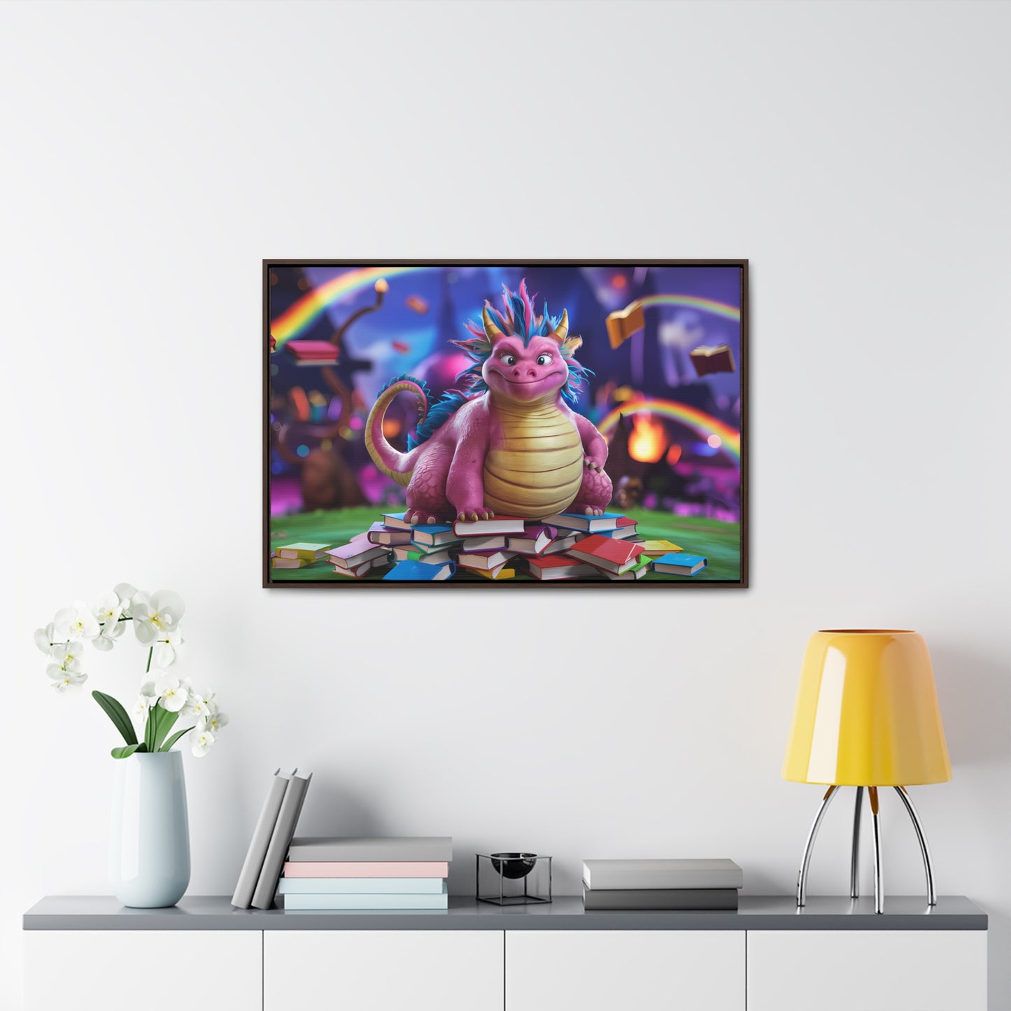 "Guardian of the Magical Library" - Gallery Canvas Wraps, Horizontal Frame