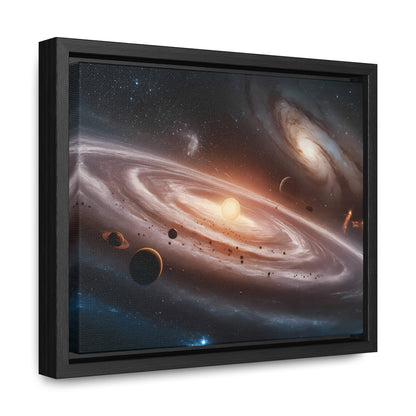 Celestial Symphony: The Dance of Galaxies and Planets - Gallery Canvas Wraps, Horizontal Frame