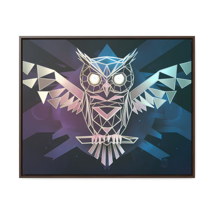 "Geometric Owl of Wisdom" - Gallery Canvas Wraps, Horizontal Frame